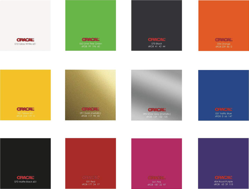 Oracal 651 vinyl available colors chart