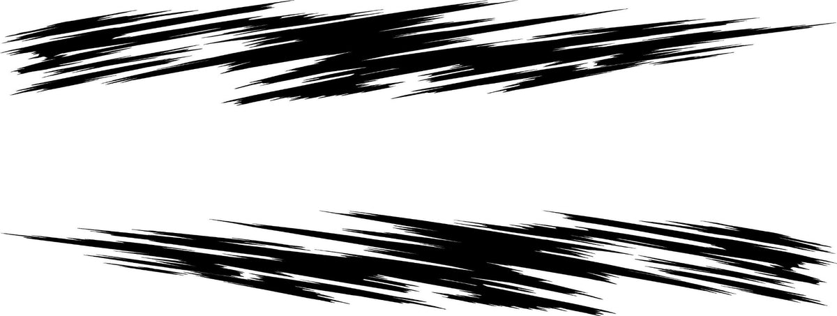 Pair of black Scratch Style 3 vinyl cut truck side decals on white background