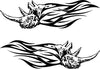 Pair of mirrored Rhino Flames vinyl cut decals for both sides of a vehicle
