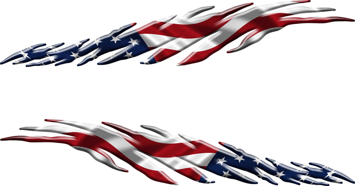 Patriotic Flamesurge side decals with flowing flame style shape