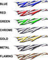 Razor Grid vinyl decals available in blue red green chrome gold metal and flaming styles