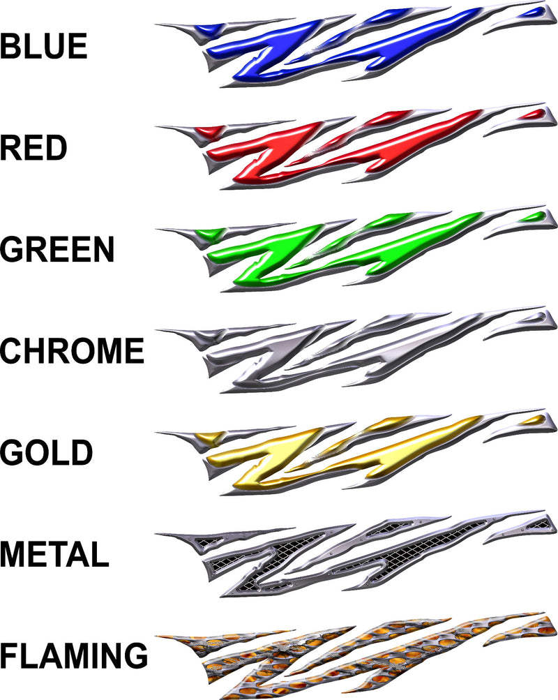 Razor Grid vinyl decals available in blue red green chrome gold metal and flaming styles