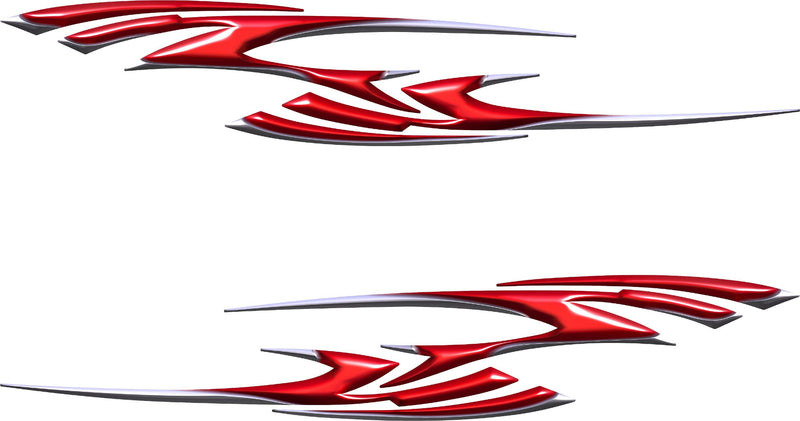 Red Aero Spike vinyl decal set for cars and trucks with mirrored sharp side graphics
