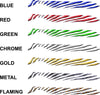 Shard Stripes side decal set available in blue red green chrome gold metal and flaming styles