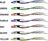 Storm boat side decals in seven colors blue green orange purple red silver and yellow