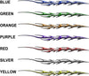 Strike checkered flame side decal color options: blue, green, orange, purple, red, silver, yellow