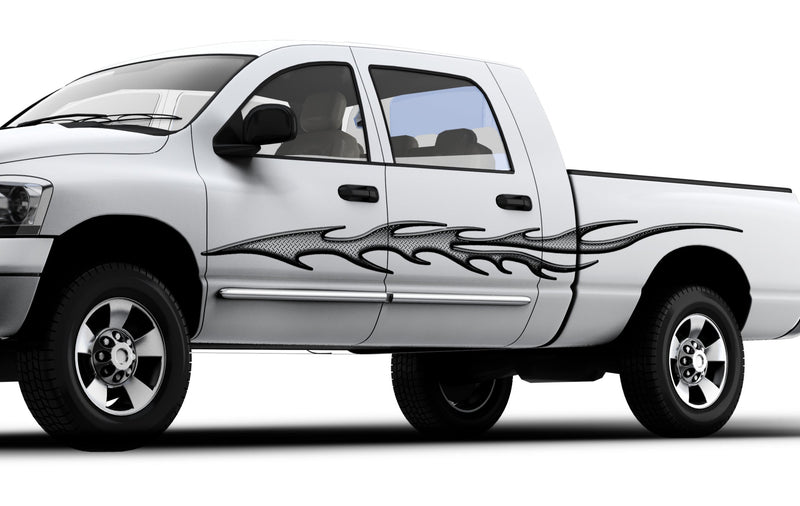 strike diamond plate vinyl decal on the side of pickup truck