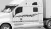 Strike diamond plate flames graphics on white semi truck