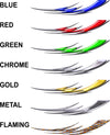 Tribal Blade vehicle decal available in blue red green chrome gold metal and flaming styles