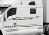 White Semi Truck with Silver Carbon Fibre Stripe decal on driver side