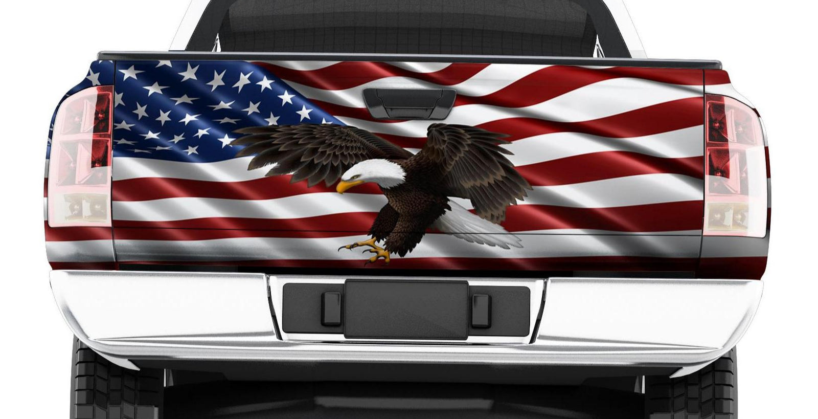American flag eagle wrap on truck tailgate 