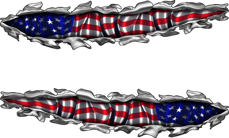 American flag big tear vinyl boat decal set of two mirrored hull graphicsbackground