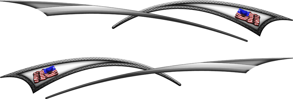 American flag stripe decals kit driver side and passenger side on white background