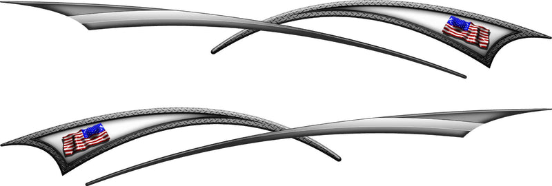 American flag stripe decals kit driver side and passenger side on white background