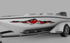 bass boat with Canadian flag vinyl graphics on its side hull