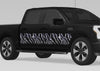 black truck with chrome zebra style vinyl graphic stripes on passenger side