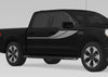 Black pickup truck with silver Curve Sweep side stripe decal