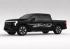 black pickup with chrome blade streak vinyl graphics on driver side