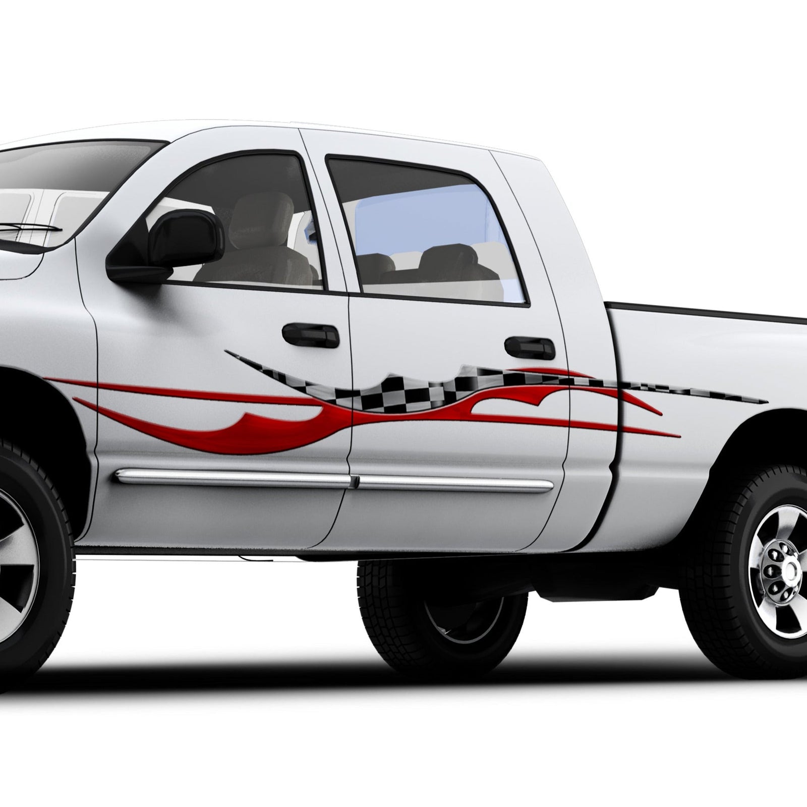 blade checkers vinyl graphics on the side of white truck