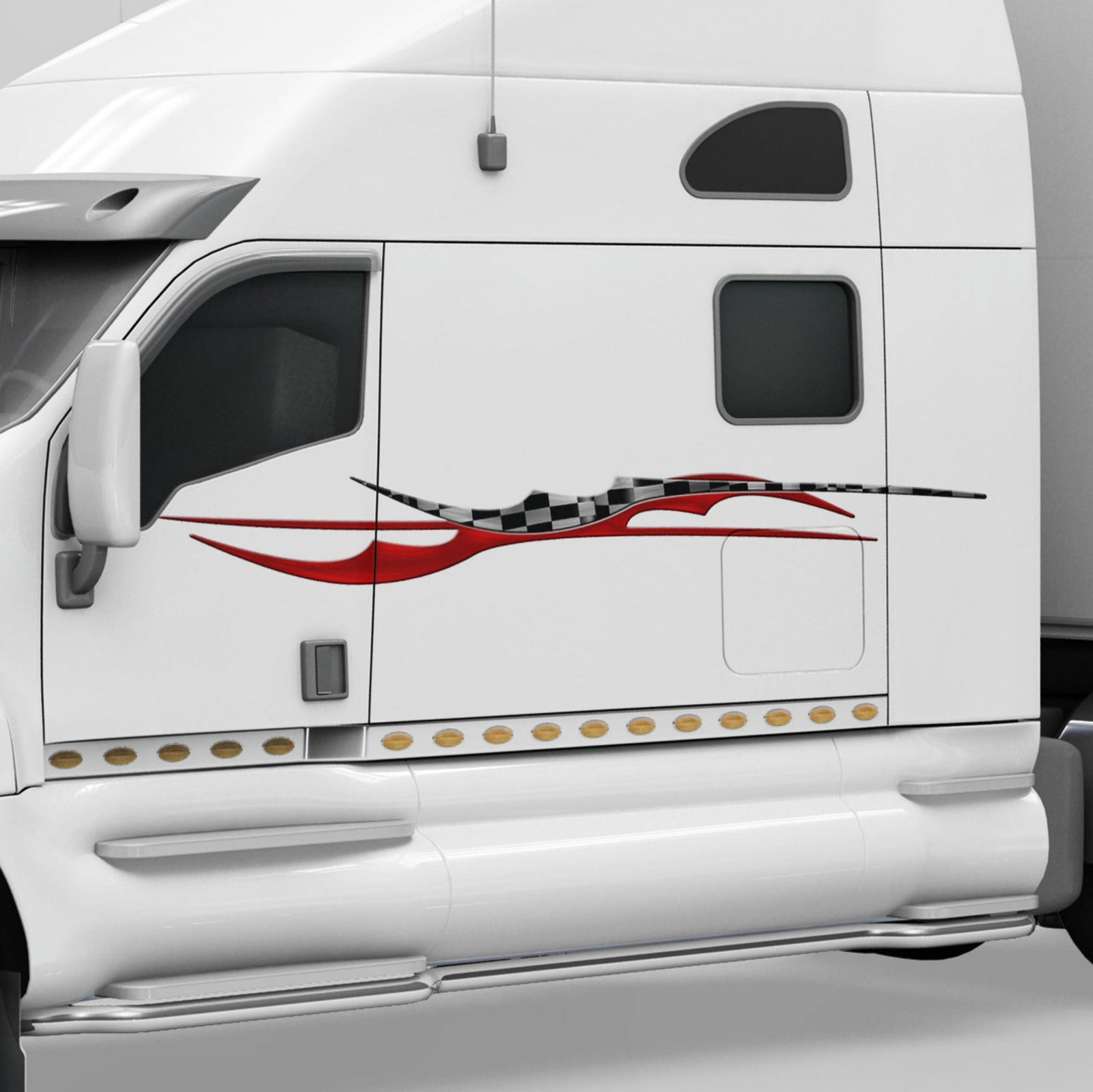 blade checkers vinyl graphics on the side of white truck