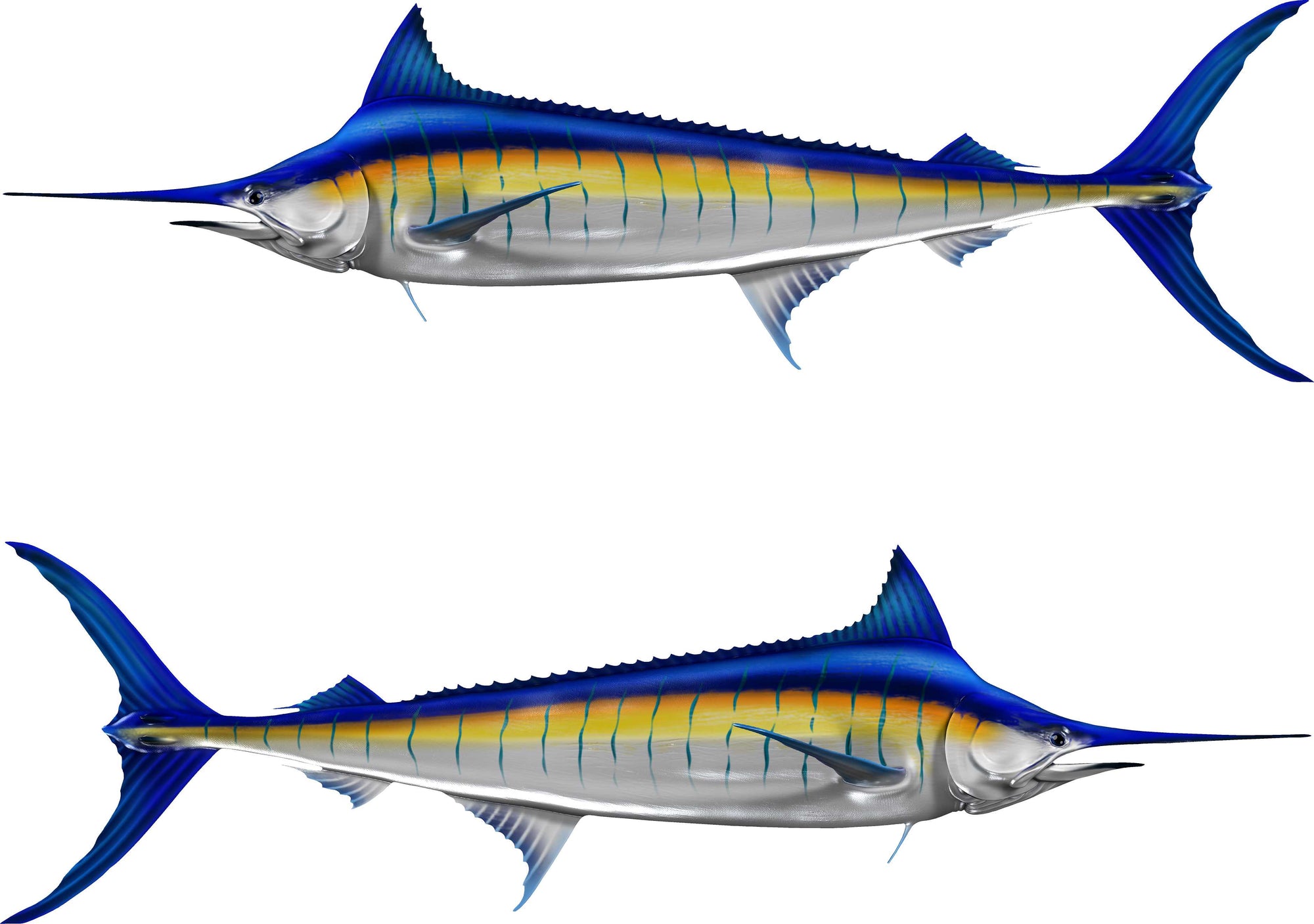 blue marlin swordfish decal on the side of a boat