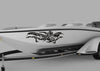 boat with black Oni Ryu Winged Dragon viniyl decal on port side