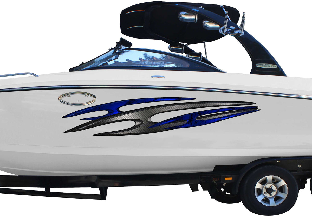 boat with tribal zion carbon fiber spear decal on port side