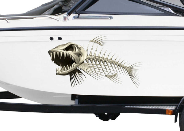 Bone Fish Skeleton Boat Decals | Prehistoric Predator Graphics Kit ...