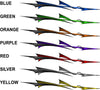 Color swatches of bora stripes graphics in various colors on a white background