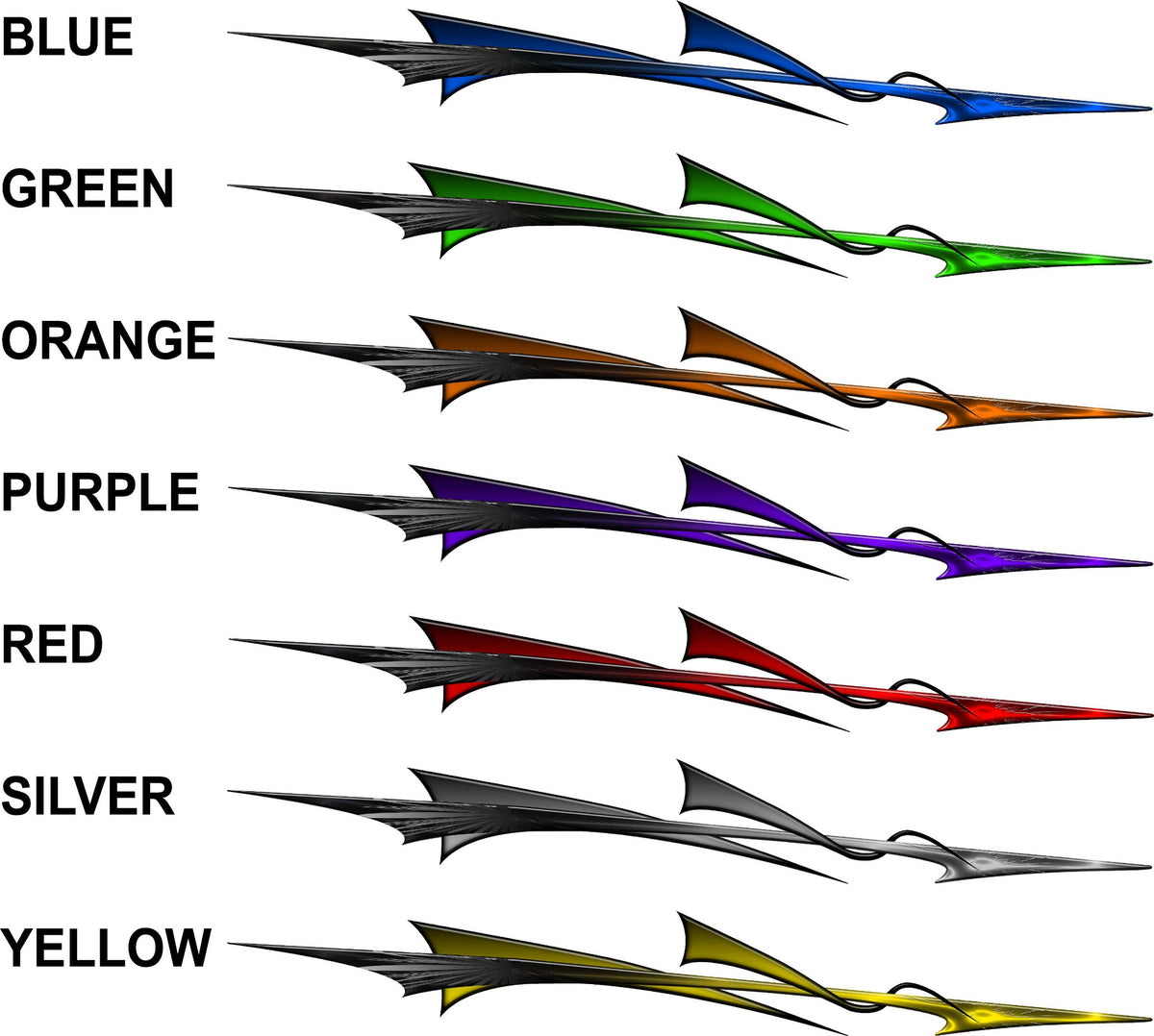 Color swatches of bora stripes graphics in various colors on a white background