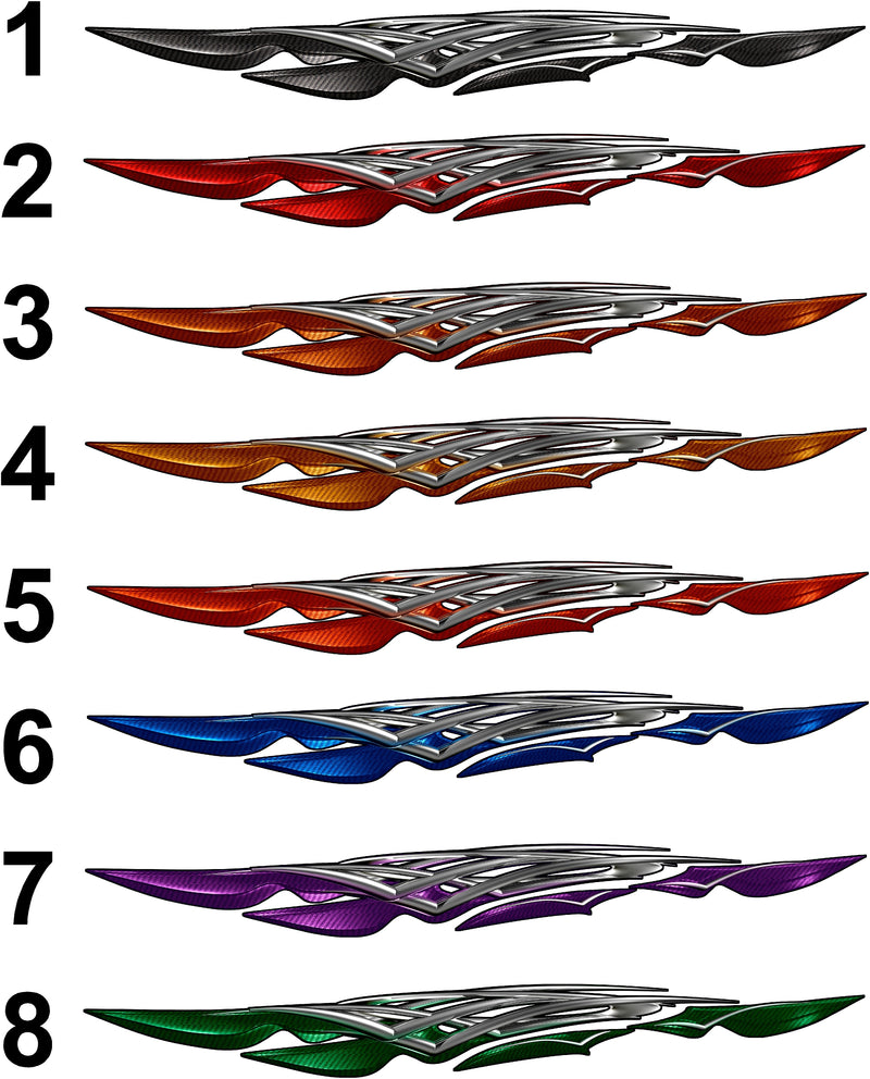 carbon fibre chrome spear vinyl graphics for vehicles , 8 available styles . 