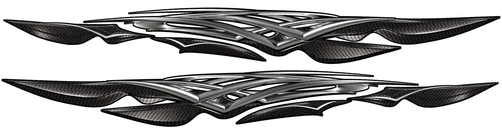 carbon fiber chrome spear graphic decal on the side of white truck