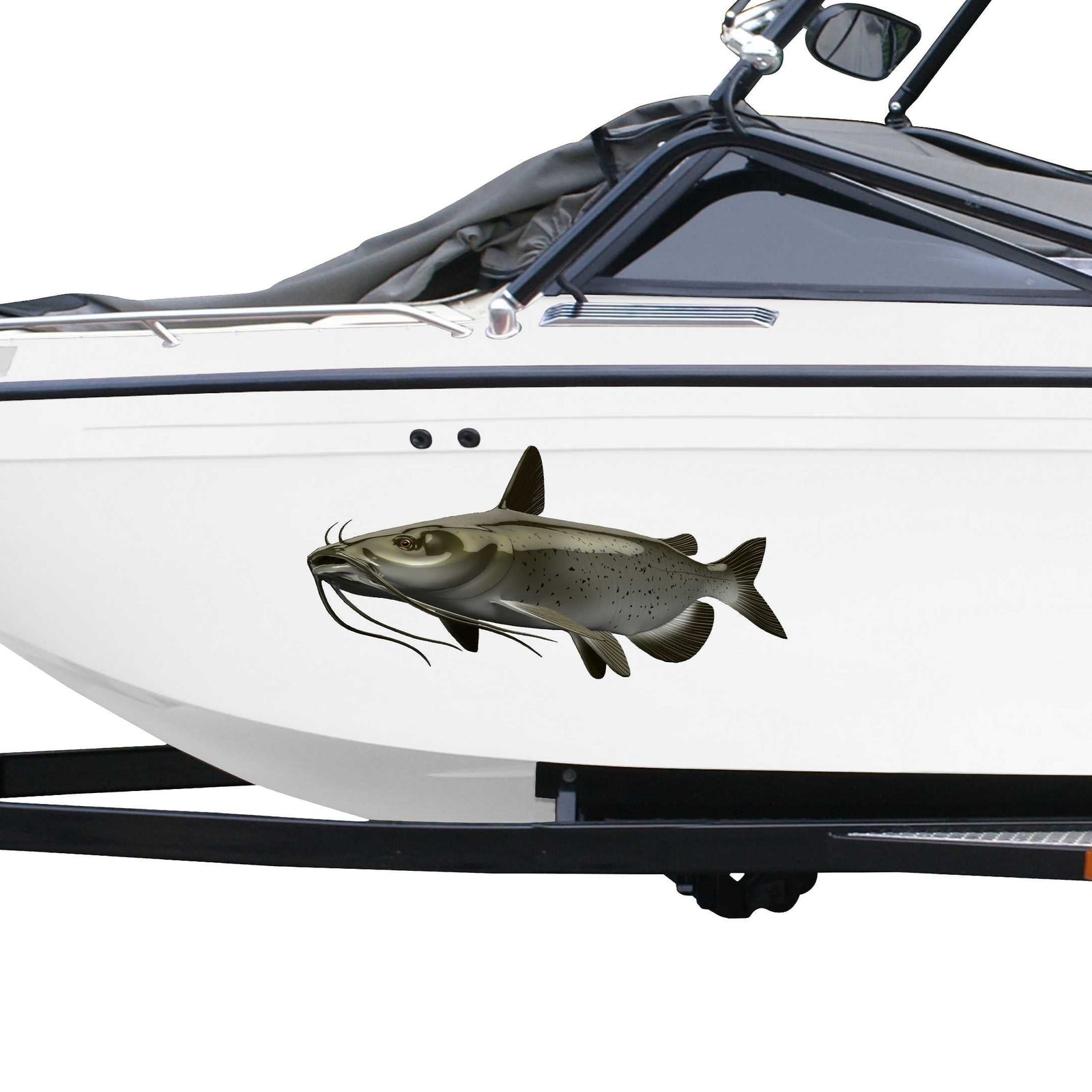 catfish vinyl graphics on the side of a boat