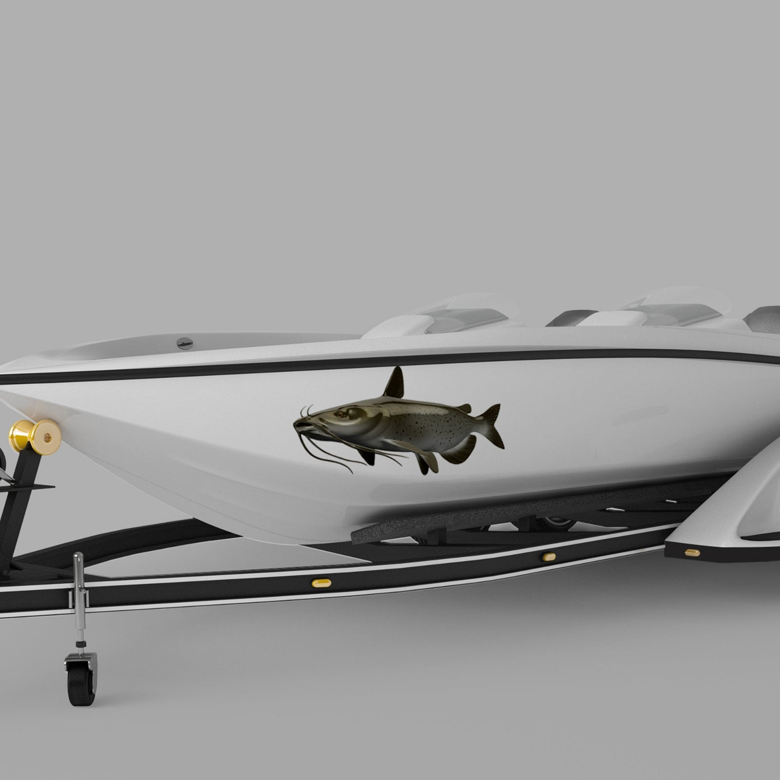 catfish vinyl graphics on the side of a boat