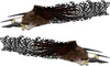 Two bald eagles with checkered flags in their talons on a white background