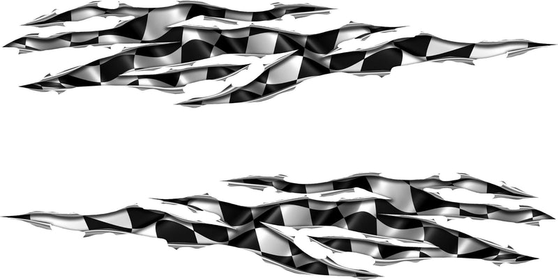 checkers rip decals kit , driver side and passenger side on white background