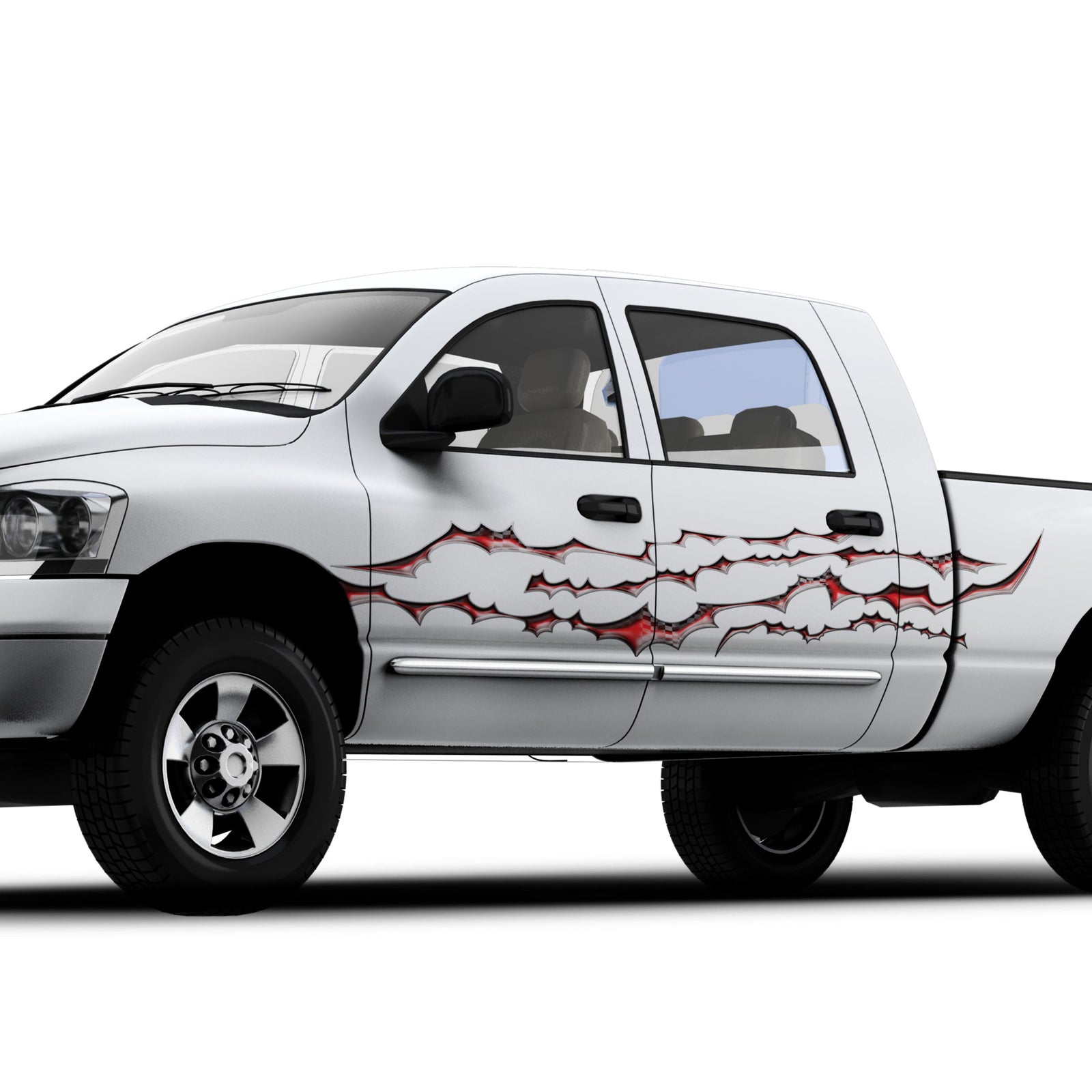 Checkered flag graphic decal stripes on the side of white camaro sports car