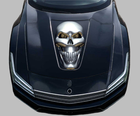 Chrome Skull Vinyl Decal for Car Hood Truck Tailgate