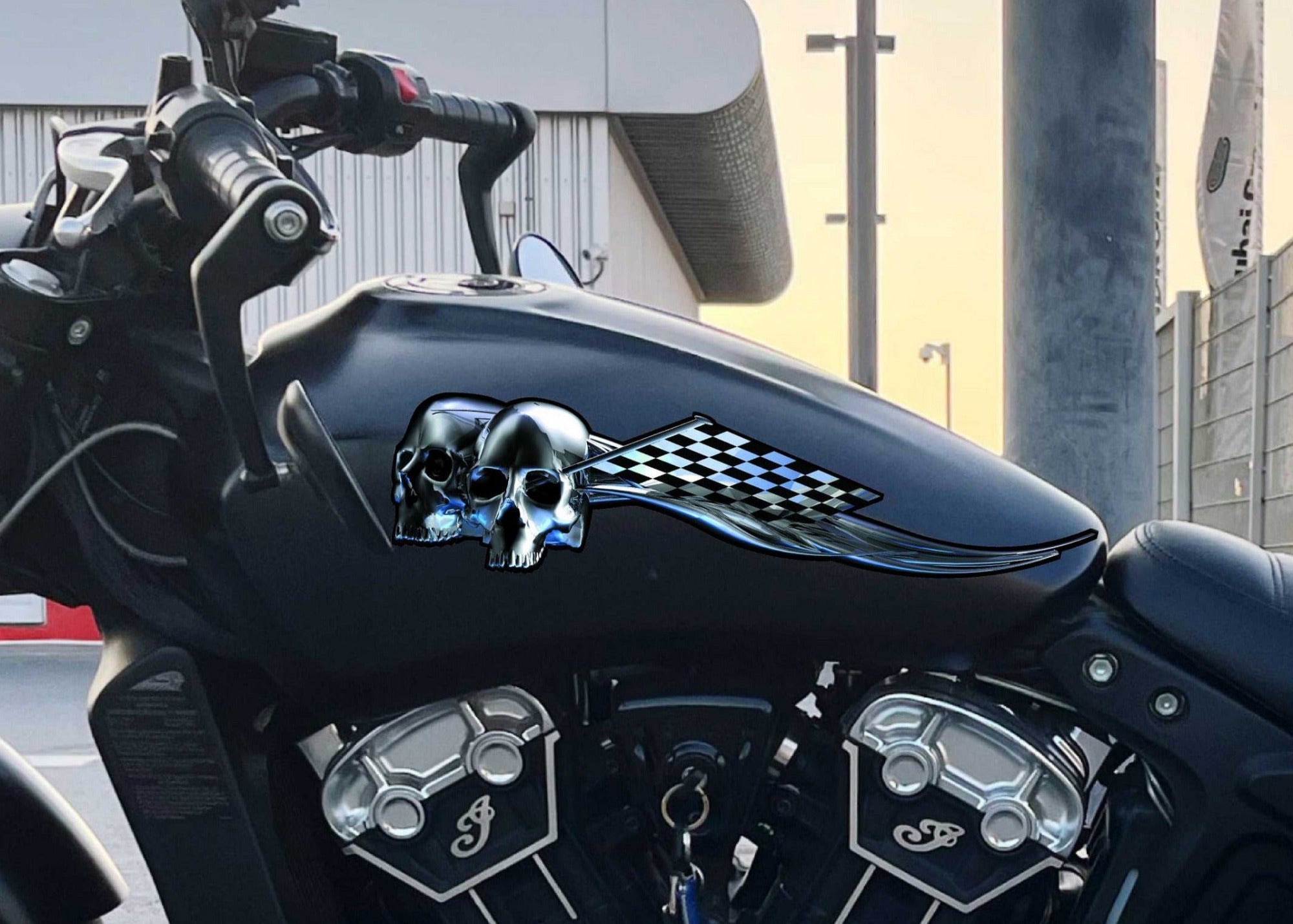Racing Skulls Motorcycle Decals | Chrome & Color Options - Xtreme ...