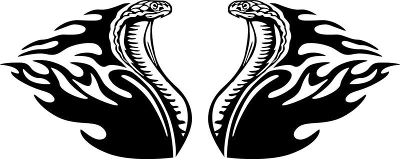 two black cobra snake flames graphics kit facing each other on white background 