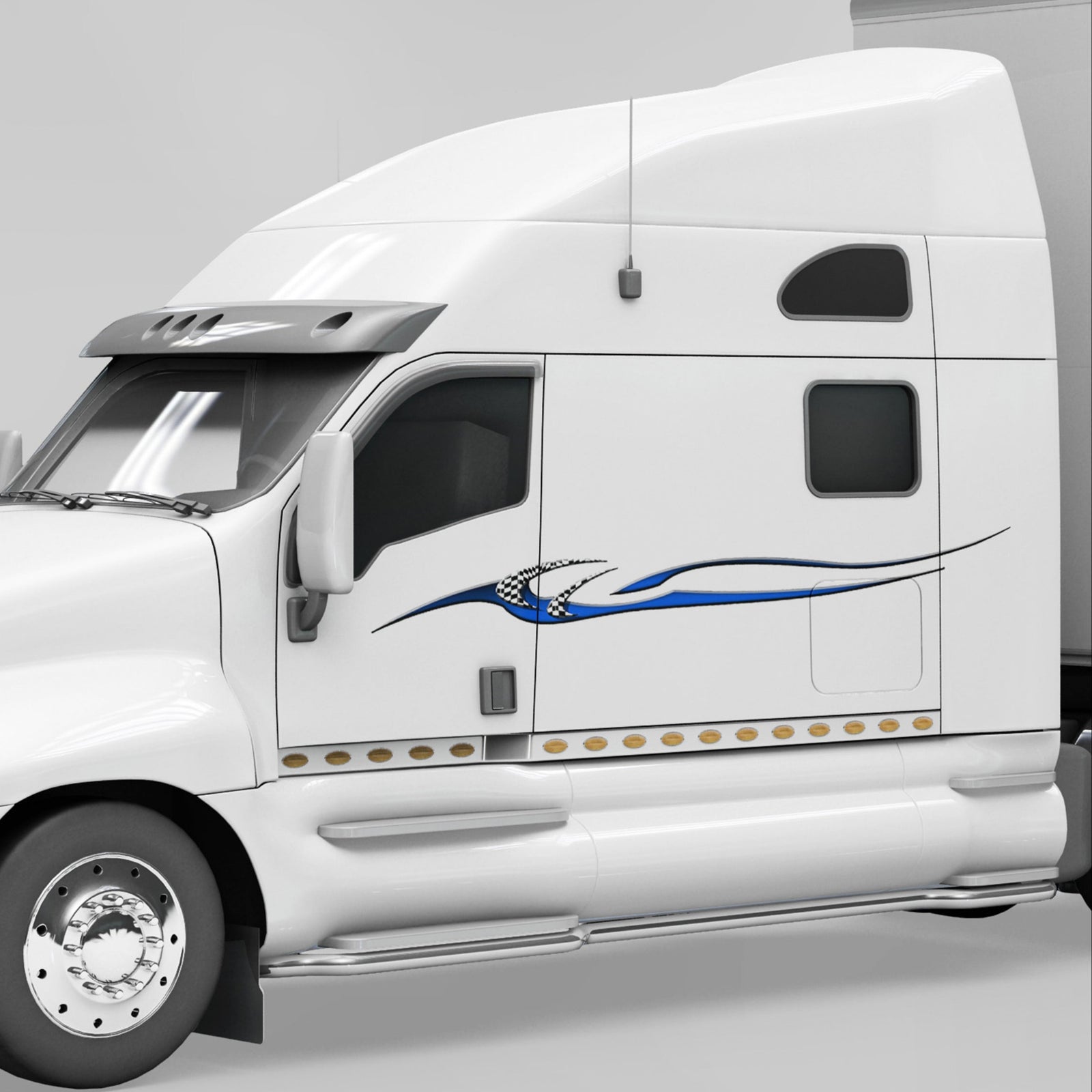 legend checkers graphic stripe on the side of semi truck