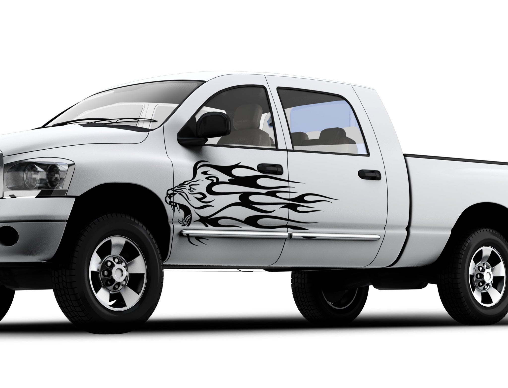 Lion flames vinyl decals for cars and trucks