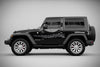 black jeep wrangler with metal styll mud splash vinyl decal on driver side