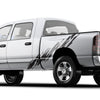 mud splash black decal on the bed of white pickup truck