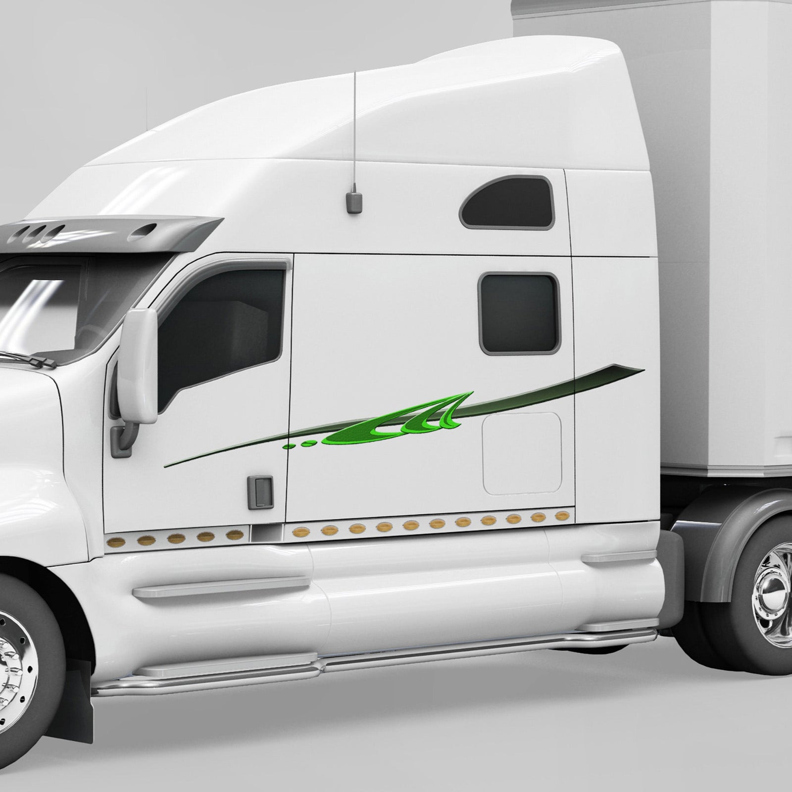 northwest graphic stripes on the side of white semi truck