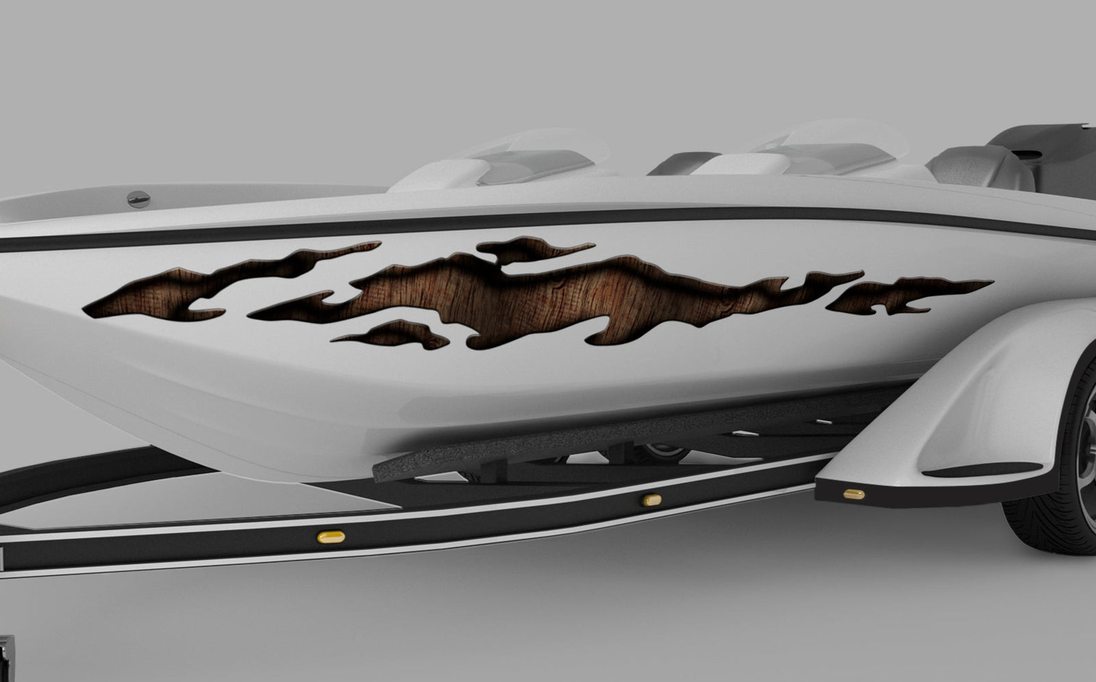 ripper wood vinyl decal on the side of a boat