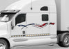 semi truck with american flag sweep stripe vinyl graphics on cab driver side