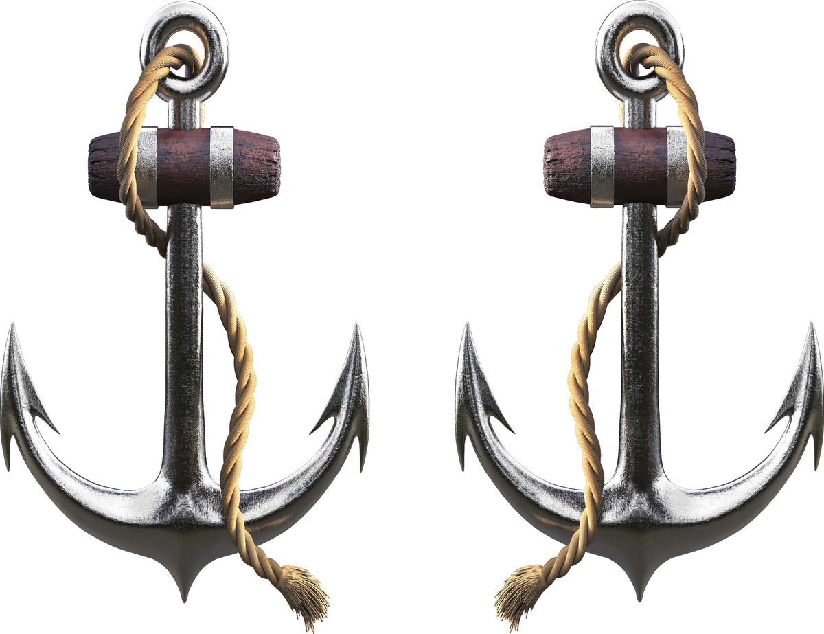 silver anchor with rope graphic kit for boats