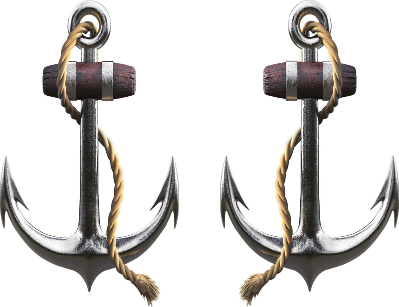 silver anchor with rope graphic kit for boats