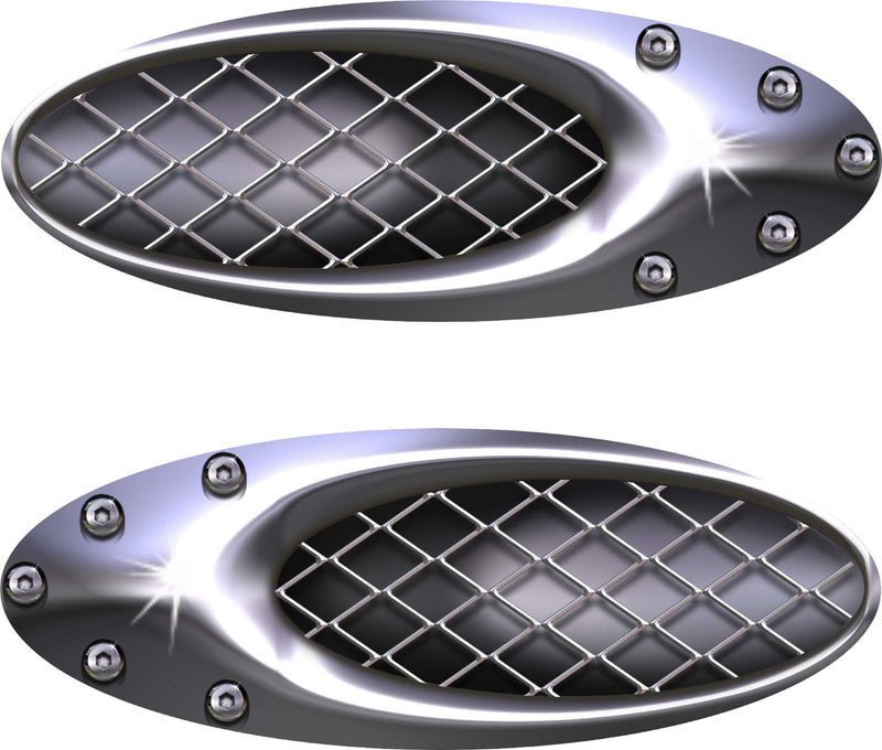 silver scoop decals kit for sports cars, driver side and passenger side